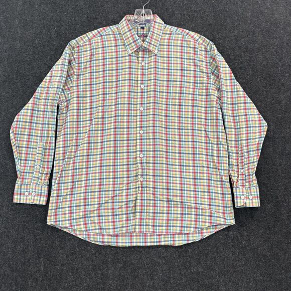 Alan Flusser Shirt Men's Large Multicolor Plaid Button Down Cotton Pocket Casual - Picture 1 of 9